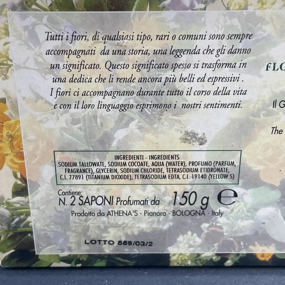 Vtg Floral Myths & Legends Fresh Fragrance Bar Soap 10.6 oz Bologna Italy Athens